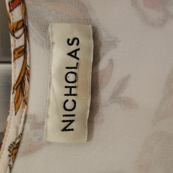 💕NICHOLAS💕 Printed Danielle Dress ~ Ivory Paisley Floral Print US 12 Crepe - Picture 14 of 16